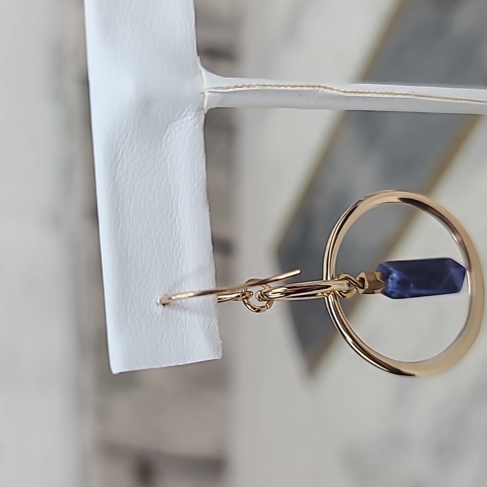 Banana Republic Lapis Lazuli/Gold Hoop Dangle Hook Earrings - Picture 10 of 17